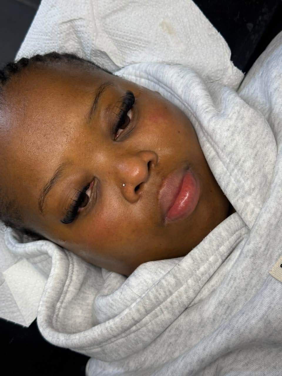 Close-up of natural-looking eyelash extensions